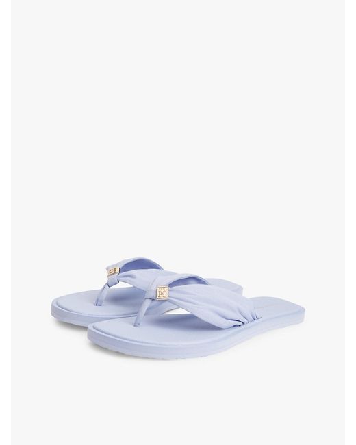 Tommy Hilfiger White Th Monogram Plaque Flip-Flops