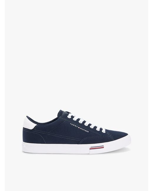 Tommy Hilfiger Blue Canvas Signature Midsole Trainers for men