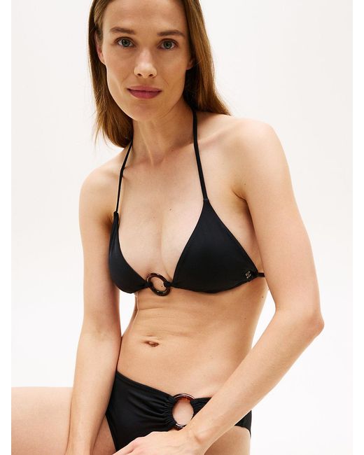 Tommy Hilfiger Black Tortoiseshell Ring Slim Triangle Bikini Top