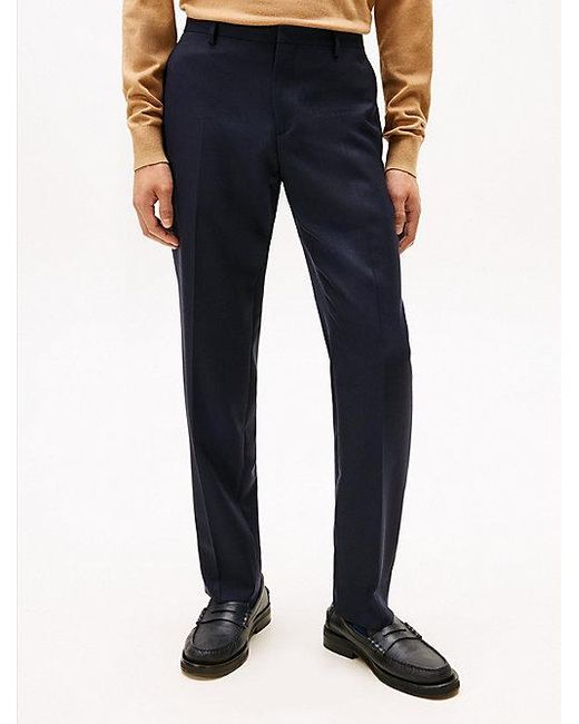 Pantalón De Algodón Con Textura De Canasta Tommy Hilfiger de hombre de color Blue