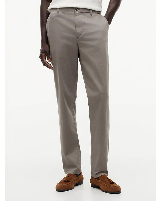 Tommy Hilfiger Gray Denton Slim Straight Textured Chinos for men