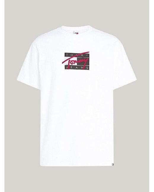 Camiseta de cuello redondo con logo Tommy Hilfiger de hombre de color White