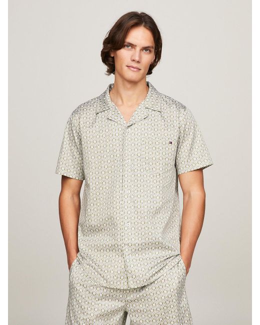 Tommy Hilfiger Natural Th Monogram Short Sleeve Pyjama Shirt for men