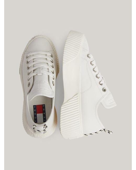 Tommy Hilfiger Natural Chunky Leather Platform Trainers