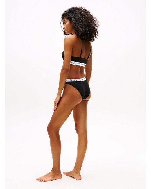 Bralette Push Up Imbottita Con Logo di Tommy Hilfiger in Black