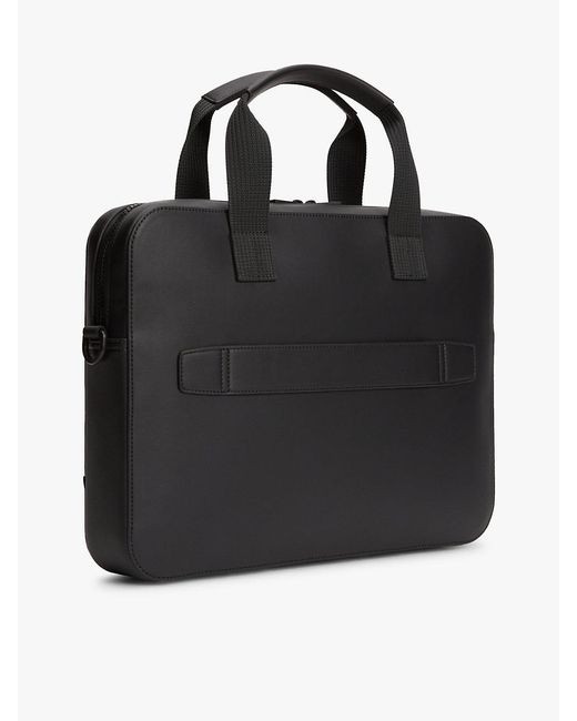 Tommy Hilfiger Black Metal Logo Laptop Bag for men