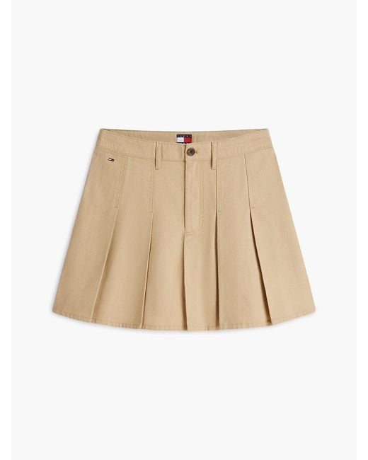 Tommy Hilfiger Pink Washed Canvas Pleated Mini Skirt
