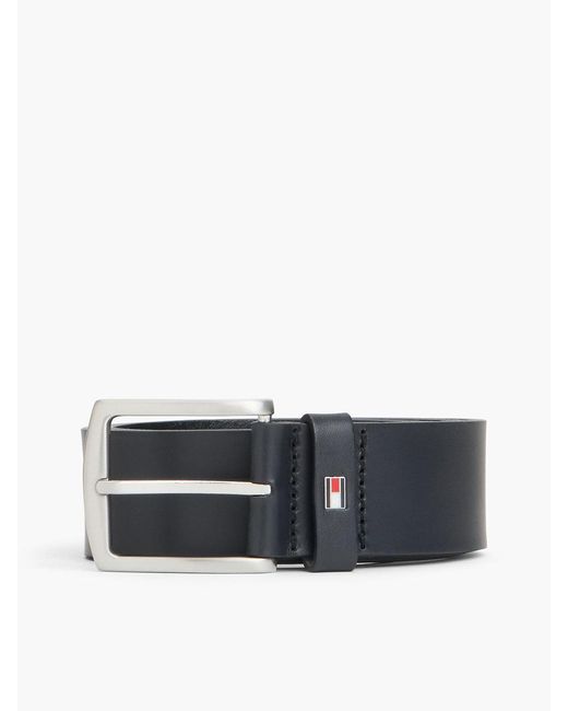 Tommy Hilfiger Blue Denton Flag Logo Leather Belt for men