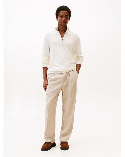 Tommy Hilfiger Trui Met Opstaande Hals En Kwart-Rits in het White voor heren