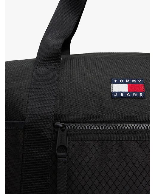Borsone Con Trama A Rombi, Logo E Tracolla di Tommy Hilfiger in Black da Uomo