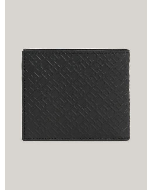Tommy Hilfiger Black Th Monogram Leather Credit Card And Coin Wallet for men