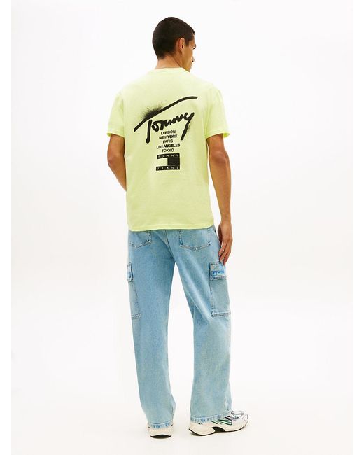 Tommy Hilfiger Yellow Signature Back Logo Jersey T-Shirt for men