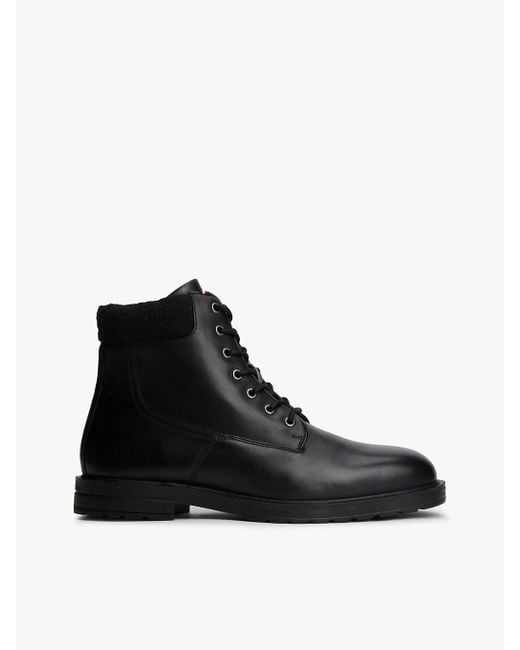 Bottes En Cuir À Semelle Crantée Tommy Hilfiger pour homme en coloris Black