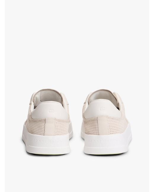 Tommy Hilfiger White Ventilation Detail Leather Court Trainers for men