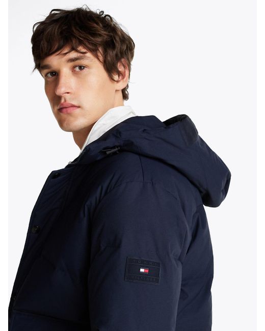 Tommy Hilfiger Blue Down Hooded Puffer Jacket for men