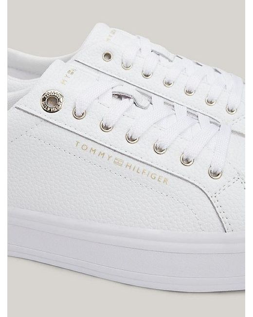 Tommy Hilfiger Essential Vetersneaker Met Metallic Hiel in het White