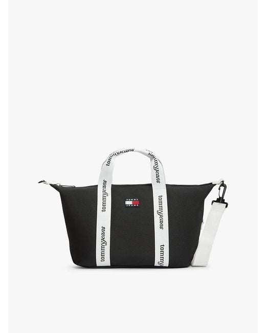 Tommy Hilfiger Black Essential Repeat Logo Crossbody Tote Bag