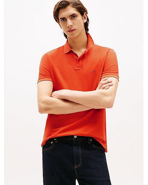 Tommy Hilfiger Regular Fit Polo Met Geborduurde Vlag in het Red voor heren