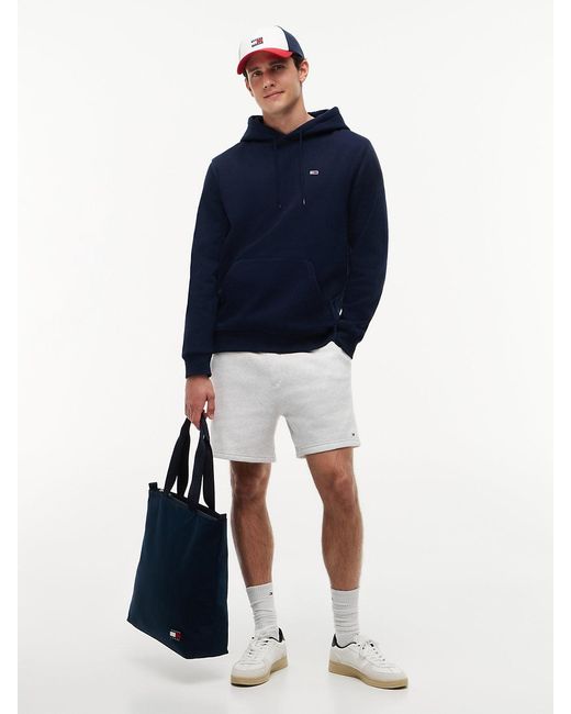 Tommy Hilfiger Blue Flag Embroidery Fleece Drawstring Hoody for men