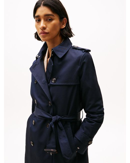 Trench-Coat Ajusté Déperlant Tommy Hilfiger en coloris Blue