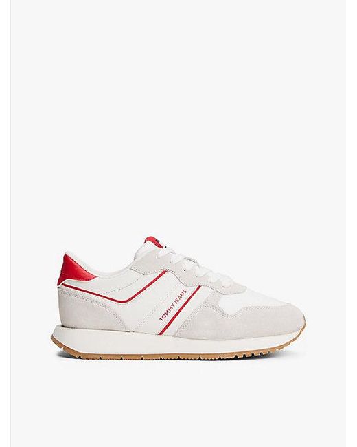 Tommy Hilfiger Lichtgewicht Hardloopsneaker Van Suède in het White
