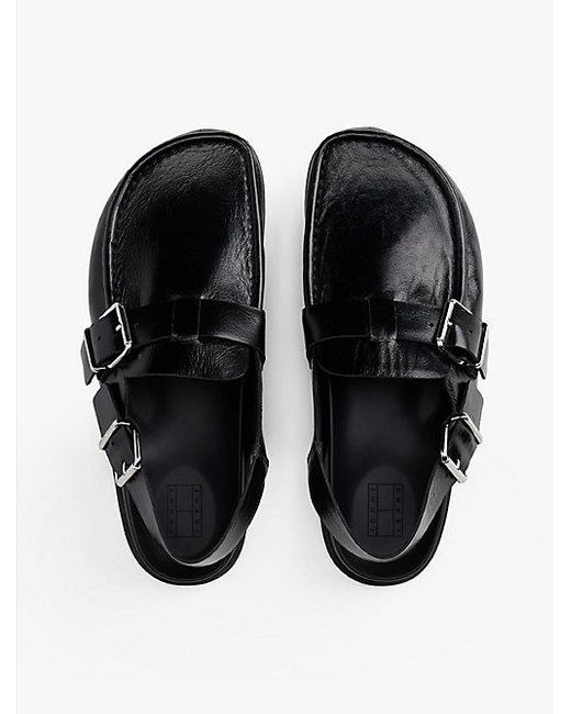 Tommy Hilfiger Glanzend Leren Slingback-Muiltje Met Gesp in het White
