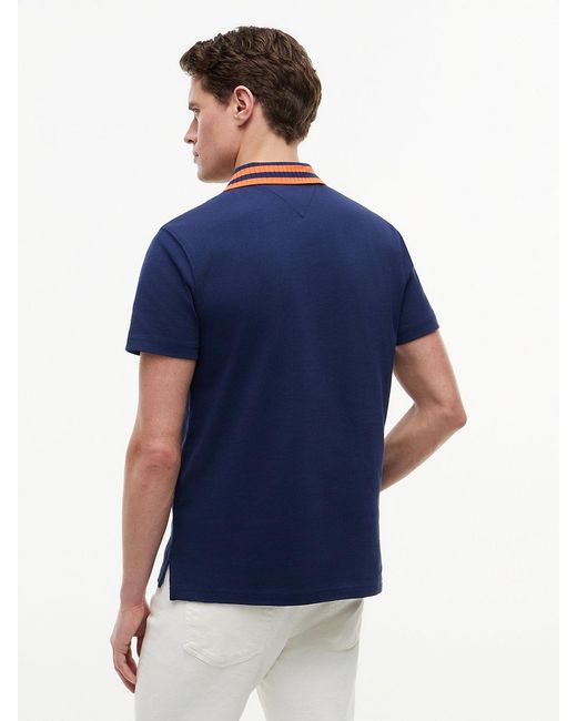 Tommy Hilfiger Blue Regular Fit Tipped Collar Jersey Polo Shirt for men