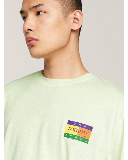 Tommy Hilfiger Green Oversized Serif Flag Back Logo T-shirt for men