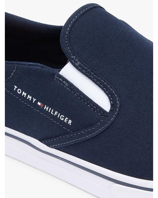 Tommy Hilfiger Blue Canvas Slip-On Trainers for men