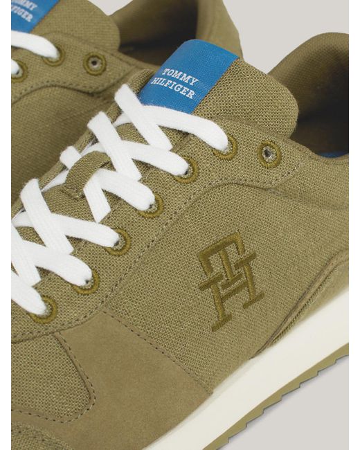 Tommy Hilfiger Green Embroidery Linen Runner Trainers for men