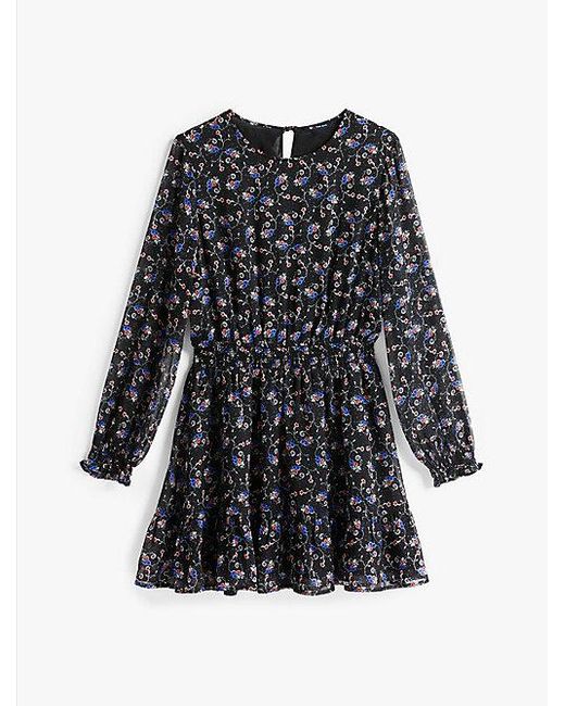 Tommy Hilfiger Chiffon Mini-Jurk Met Bloemenprint in het Black