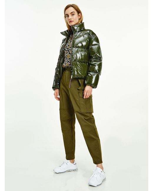 Tommy Hilfiger Brown TH Protect glänzende Puffer-Daunenjacke