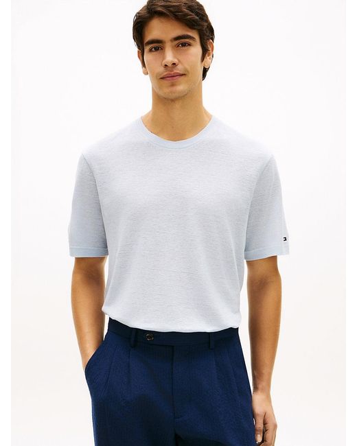 Tommy Hilfiger Blue New York Label Linen Blend T-Shirt for men