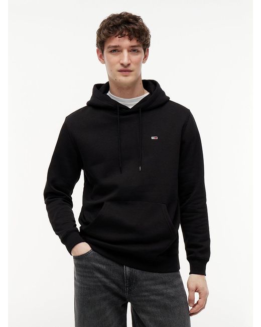 Tommy Hilfiger Black Flag Embroidery Fleece Drawstring Hoody for men