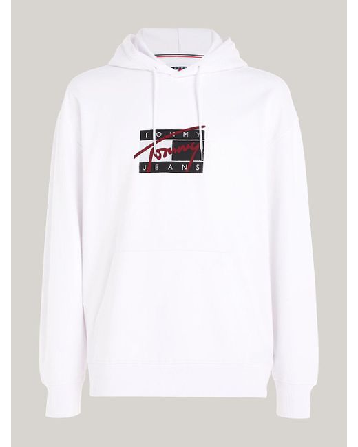 Tommy Hilfiger White Relaxed Graffiti Signature Logo Hoody for men