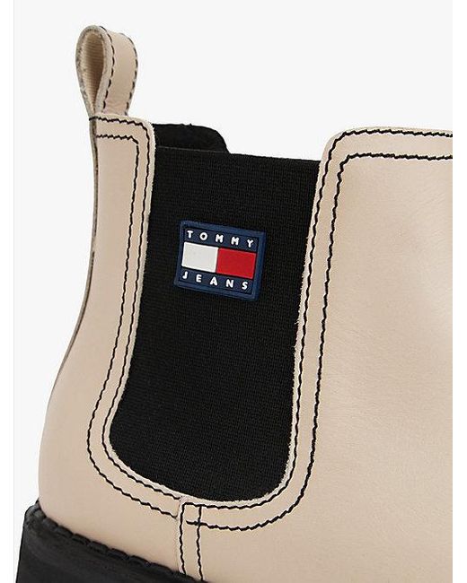 Tommy Hilfiger Leren Chelsea Boot Met Profielzool En Logo in het White
