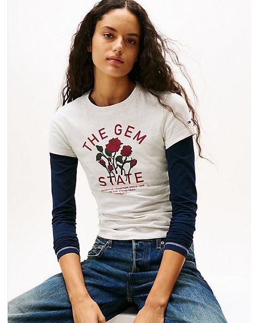 Tommy Hilfiger Slim Fit T-Shirt Met Graphic in het White