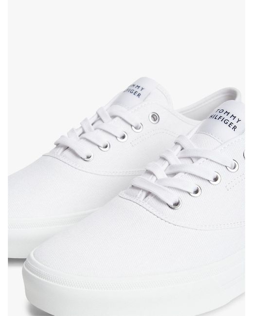 Tommy Hilfiger White Canvas Cupsole Trainers for men