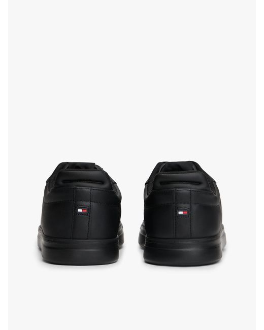 Tommy Hilfiger Black Hilfiger Icon Leather Court Trainers for men