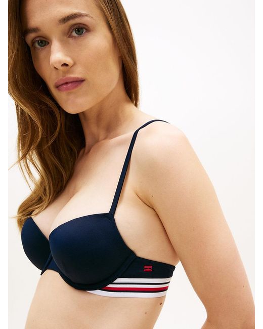 Tommy Hilfiger Blue Global Stripe Push-Up Bikini Top