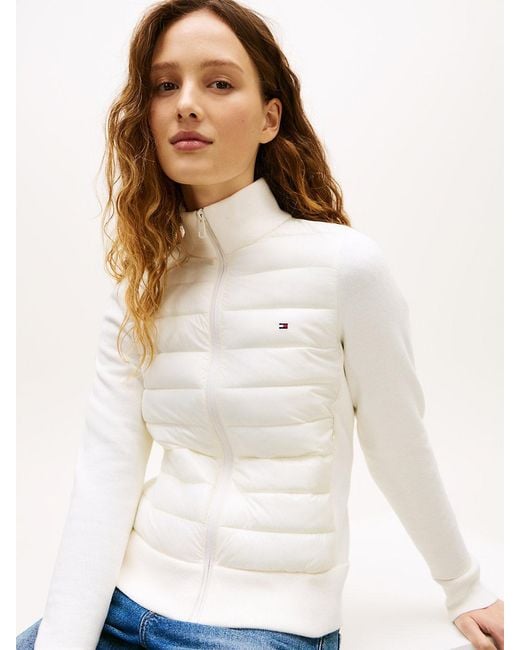 Tommy Hilfiger Natural Lightweight Mixed Knit Padded Jacket