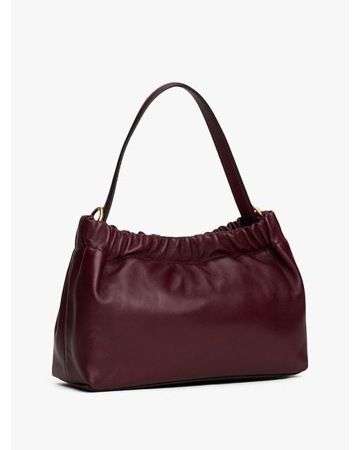 Tommy Hilfiger Purple Soft Leather Logo Plaque Crossbody Bag