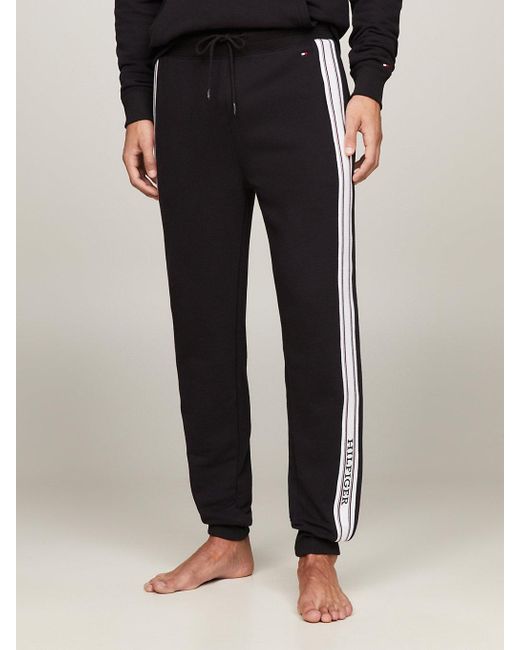 Tommy Hilfiger Black Hilfiger Monotype Stripe Lounge Joggers for men