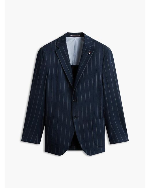 Tommy Hilfiger Blue Th Flex Pinstripe Regular Fit Seersucker Blazer for men