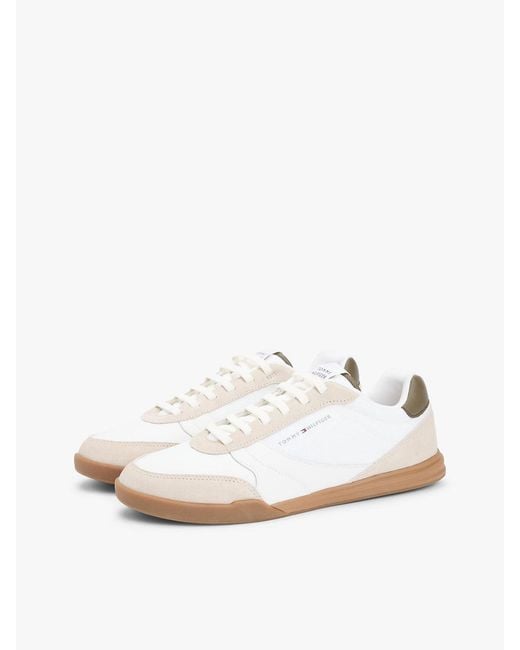 Tommy Hilfiger White Mixed Texture Cupsole Trainers With Leather for men