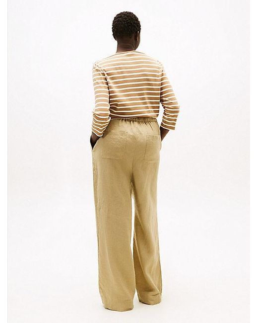 Pantalón Curve En Mezcla De Lino Tommy Hilfiger de color Natural