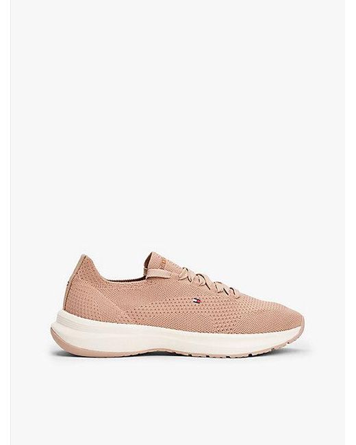 Tommy Hilfiger Gebreide Sneaker Met Geborduurde Vlag in het Pink