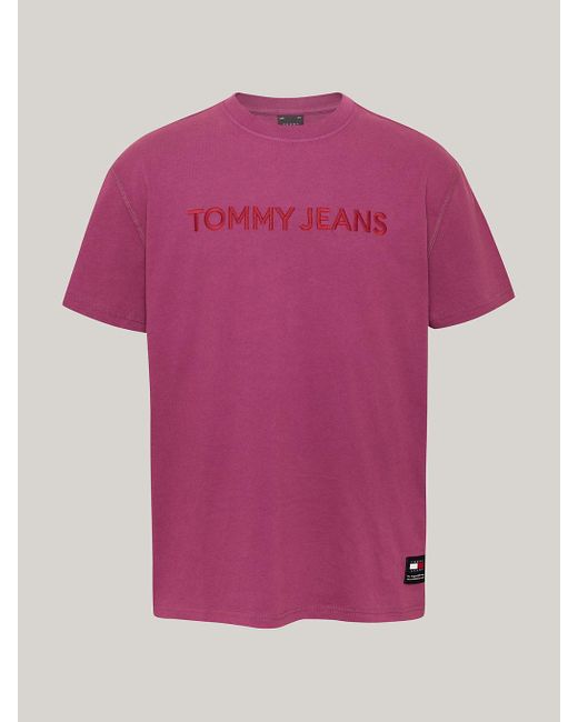 Tommy Hilfiger Purple Garment Dyed Logo Embroidery T-shirt for men