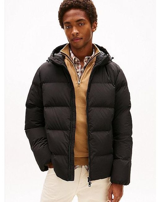 Tommy Hilfiger Waterafstotend Pufferjack Met Dons En Capuchon in het Black voor heren