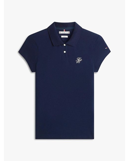Tommy Hilfiger Blue 1985 Slim Fit Logo Embroidery Polo Shirt